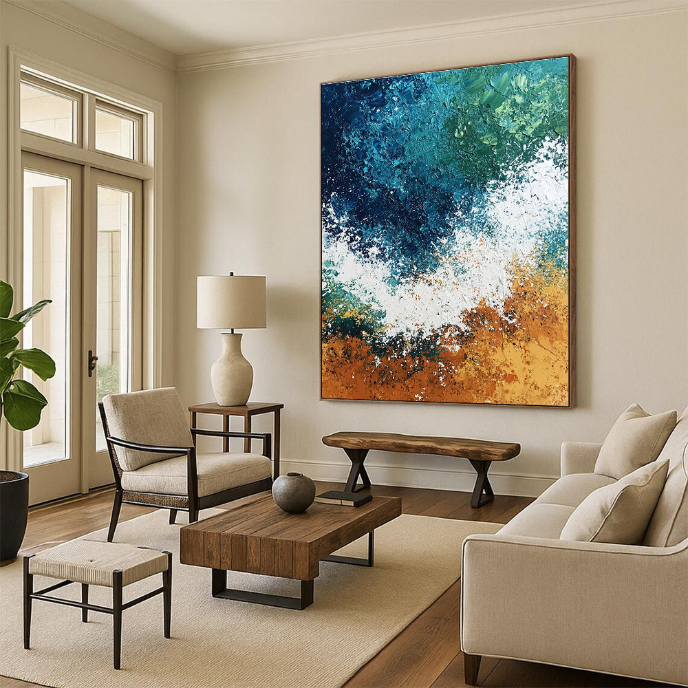 Textured Ocean Wave Abstract Painting with Dynamic Sea Energy WINK581