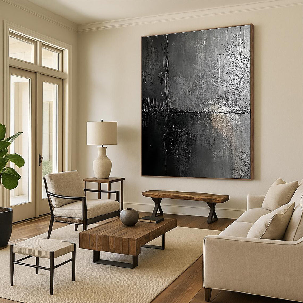 Black and Gray Abstract Painting for Modern - Minimalist Lofts GAB0899