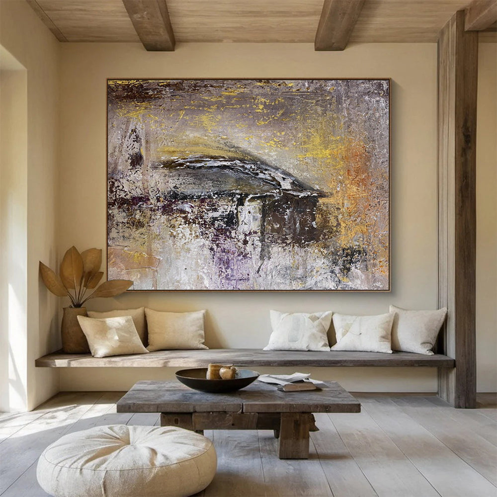 Gray and Gold Abstract Painting for Contemporary Art Galleries YHT372