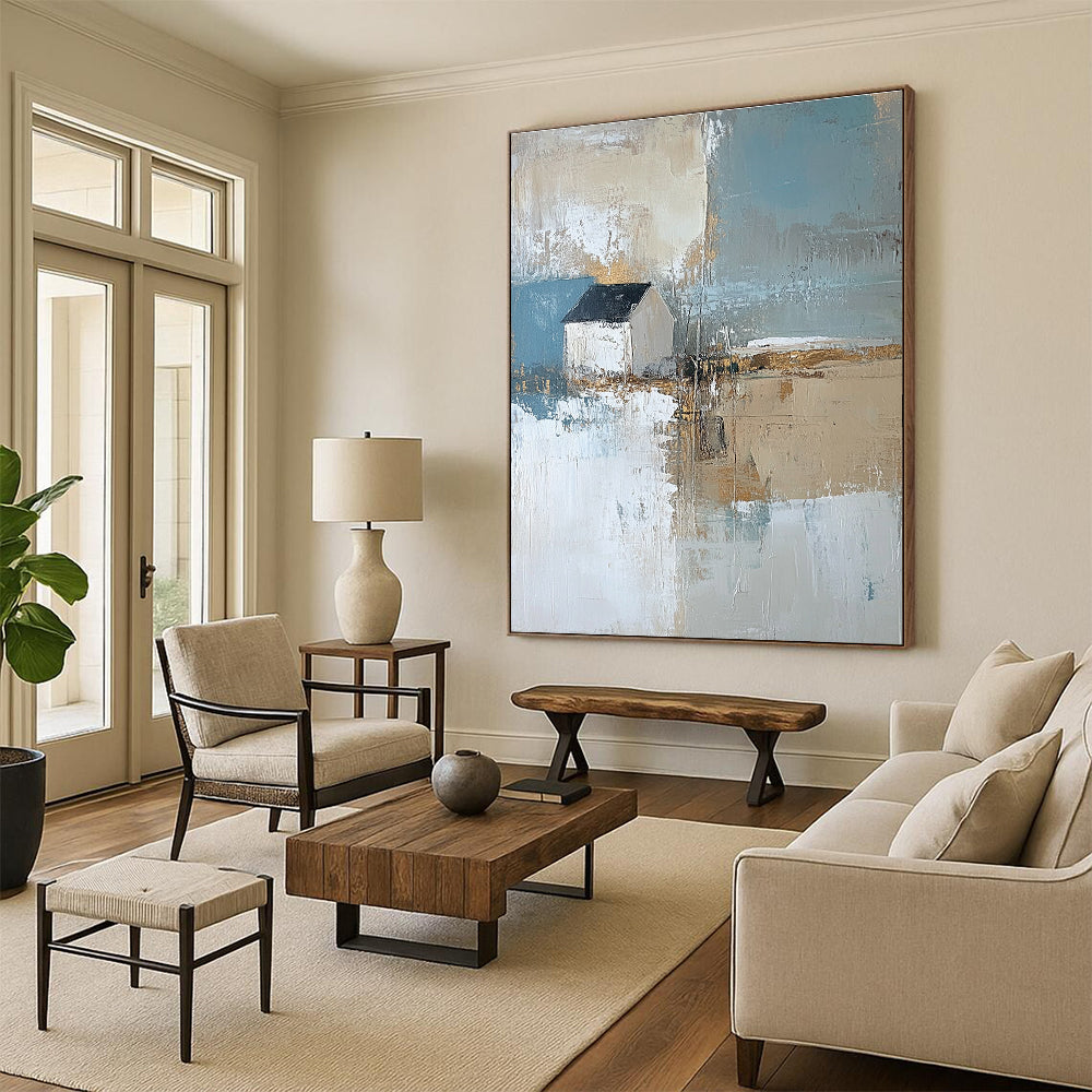 Abstract Coastal Cottage Painting for Nautical - Themed Bedrooms GAB1122