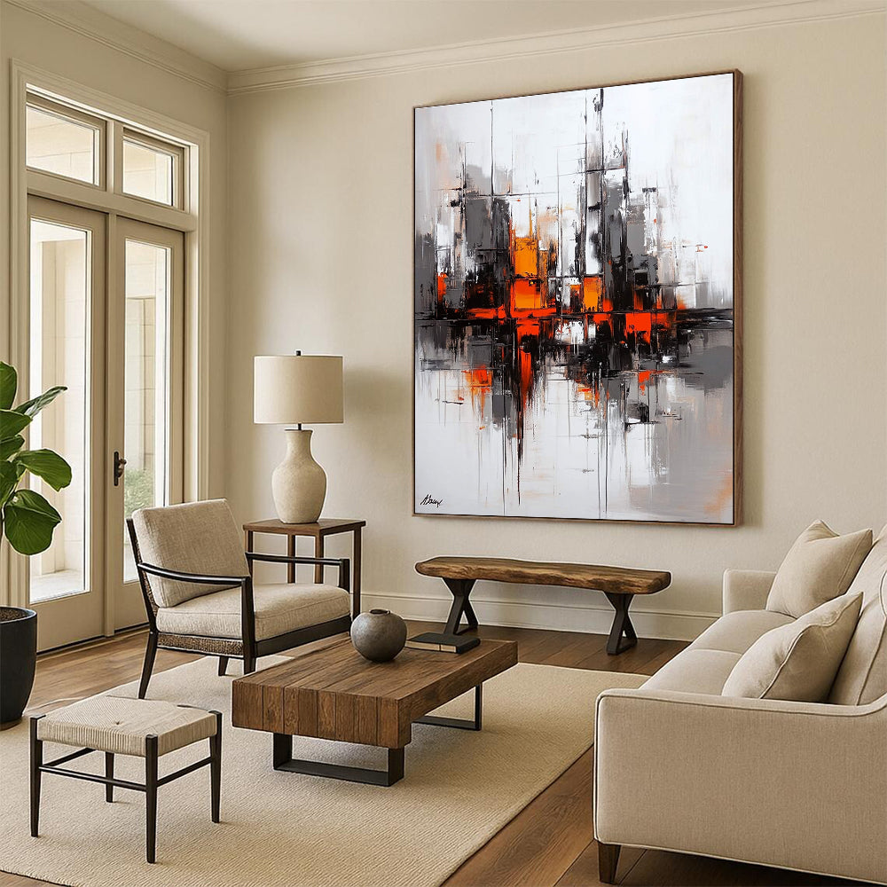 Vibrant Cityscape Art Abstract Painting for Energetic Workspaces GAB1398