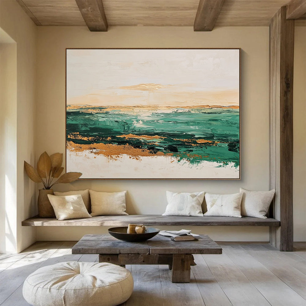 Gold - Accented Sea Abstract Painting ABS240