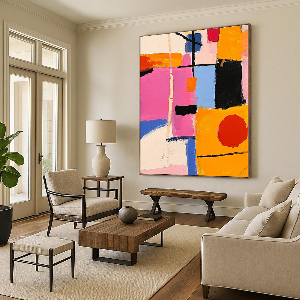 Color Block Abstract Painting with Playful Geometry WINK300