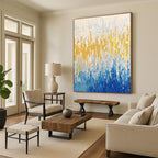 Blue and Gold Strokes - Elegant Abstract Painting GAB0577