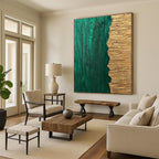 Green and Gold Abstract Painting with Textured Surfaces WINK835