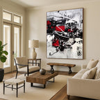 Red - Black - White Dynamic Abstract Painting for Creative Studios HENG383