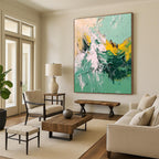 Green Yellow Mountain Abstract Painting with Energetic Peaks WINK604