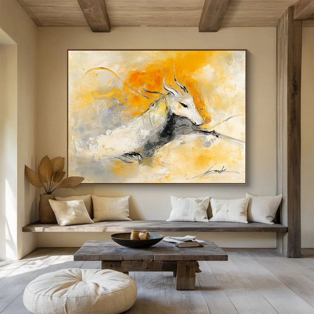 Mythical Creature Abstract Painting with Ethereal, Imaginative Presence ABS499