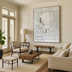 White Collage Abstract Painting for Modern Art Museum Installations HENG017