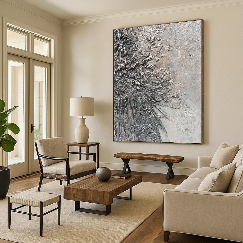 Textured Gray Roots Abstract Painting GAB0309