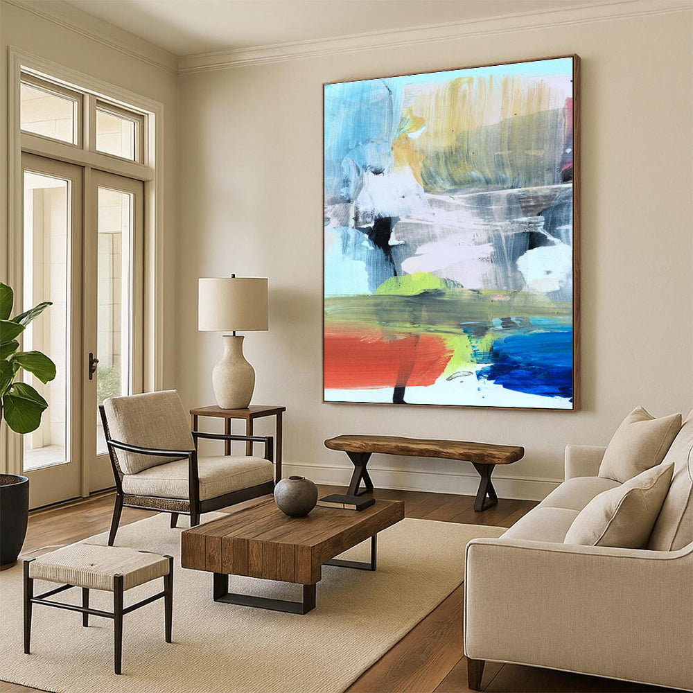 Vibrant Color Block Abstract Painting for Creative Art Studios HENG175
