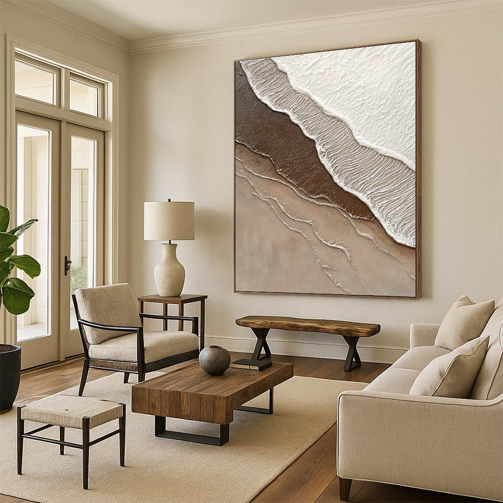 Multi - brown Wavy Textures Abstract Painting with Earthy Vibes GAB0076