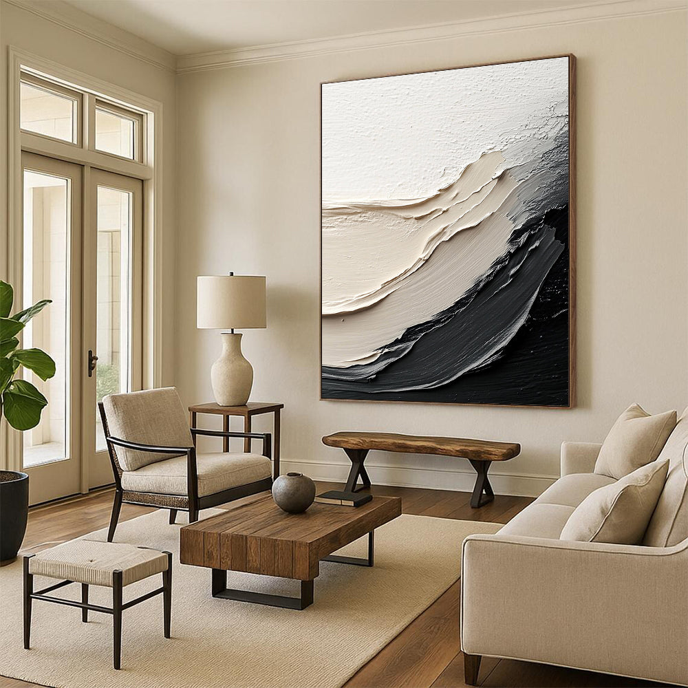 Textured Neutral Waves Minimalist Abstract Painting for Sophisticated Spaces GAB1532
