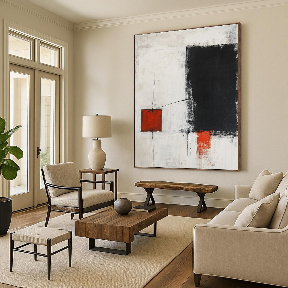 Red and Black Abstract Painting for Industrial - Chic Restaurants GAB1213