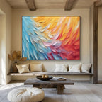 Colorful Feather Abstract Painting for Modern Bedrooms YHT201