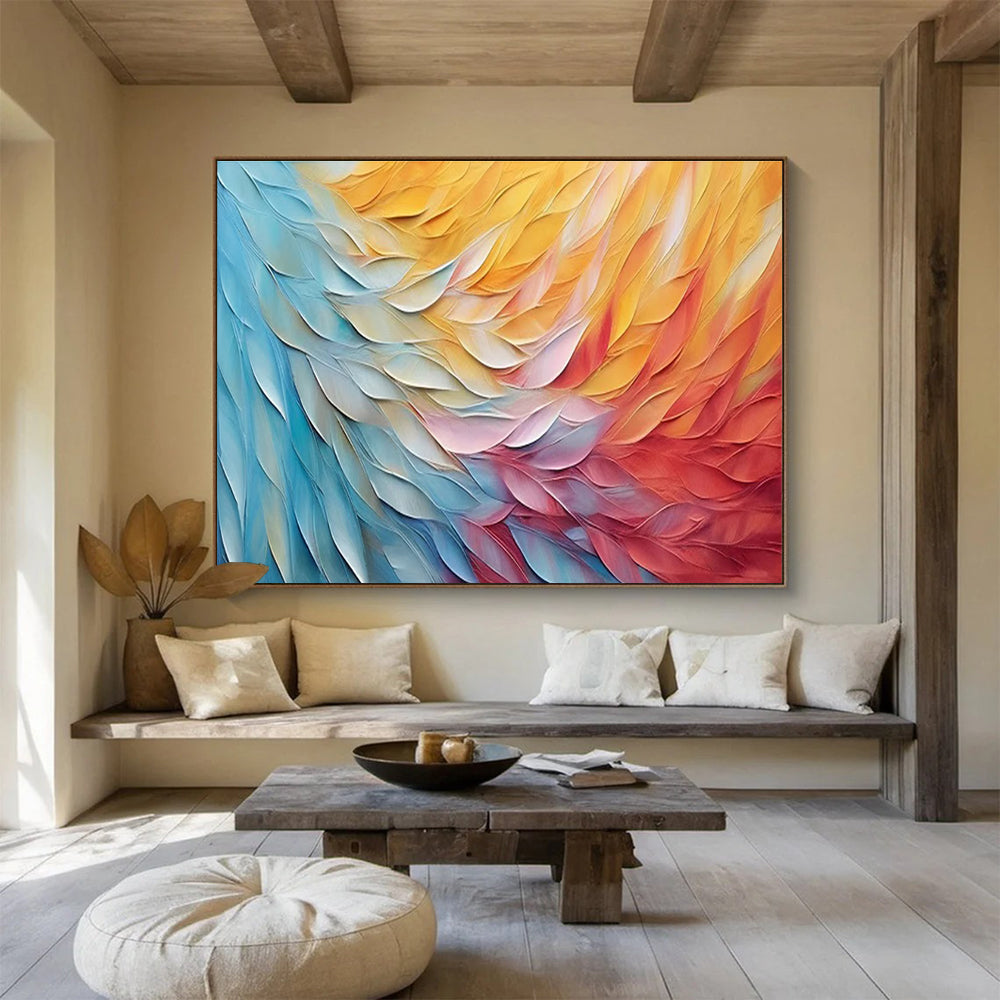 Colorful Feather Abstract Painting for Modern Bedrooms YHT201