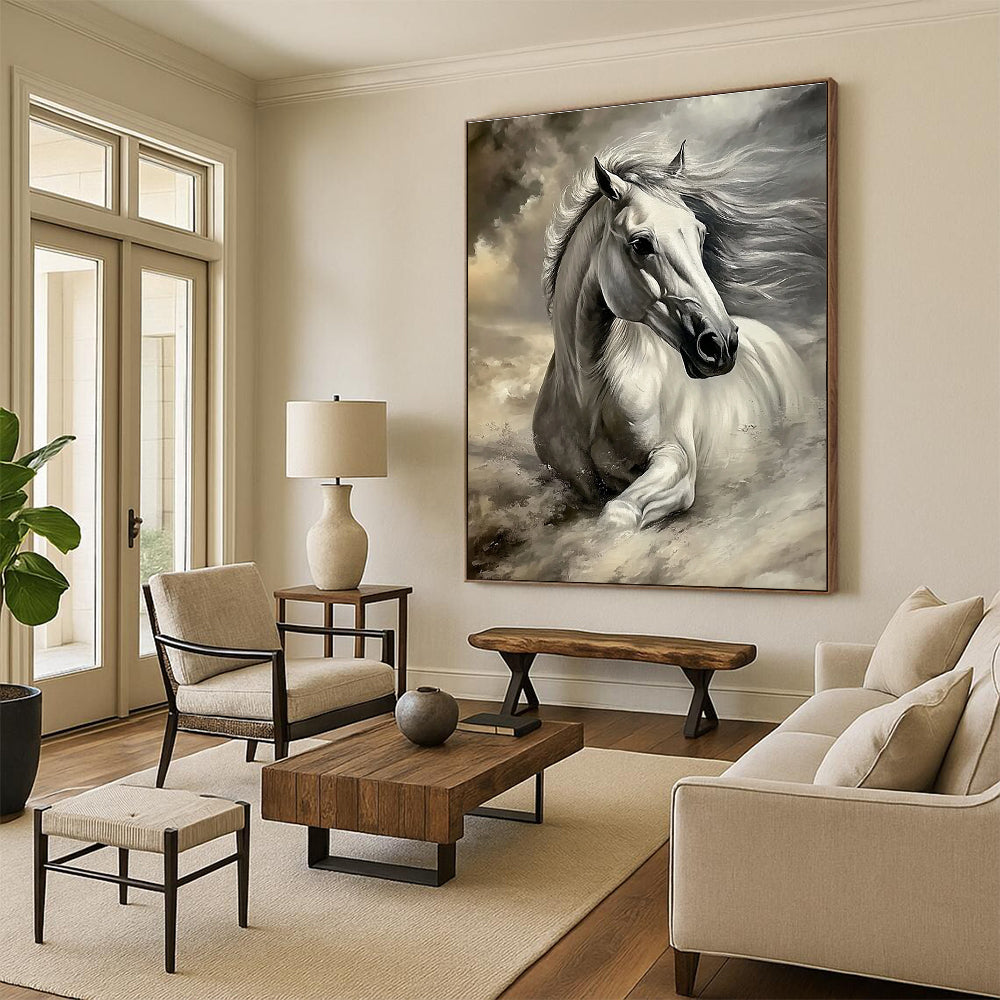 Majestic White Horse Painting of Ethereal Grace GAB0191