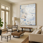 Light - Toned Abstract with Blue Marks Painting for Coastal - Inspired Bedrooms HENG144