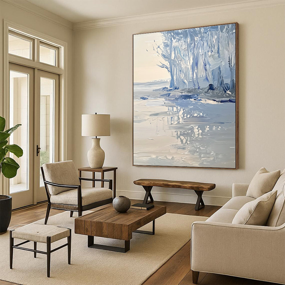 Icy Forest Abstract Painting for Winter - Themed Spaces GAB1066