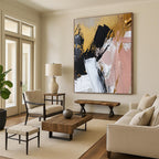Gold Accented Abstract Strokes Abstract Painting with Luxurious Flair WINK056