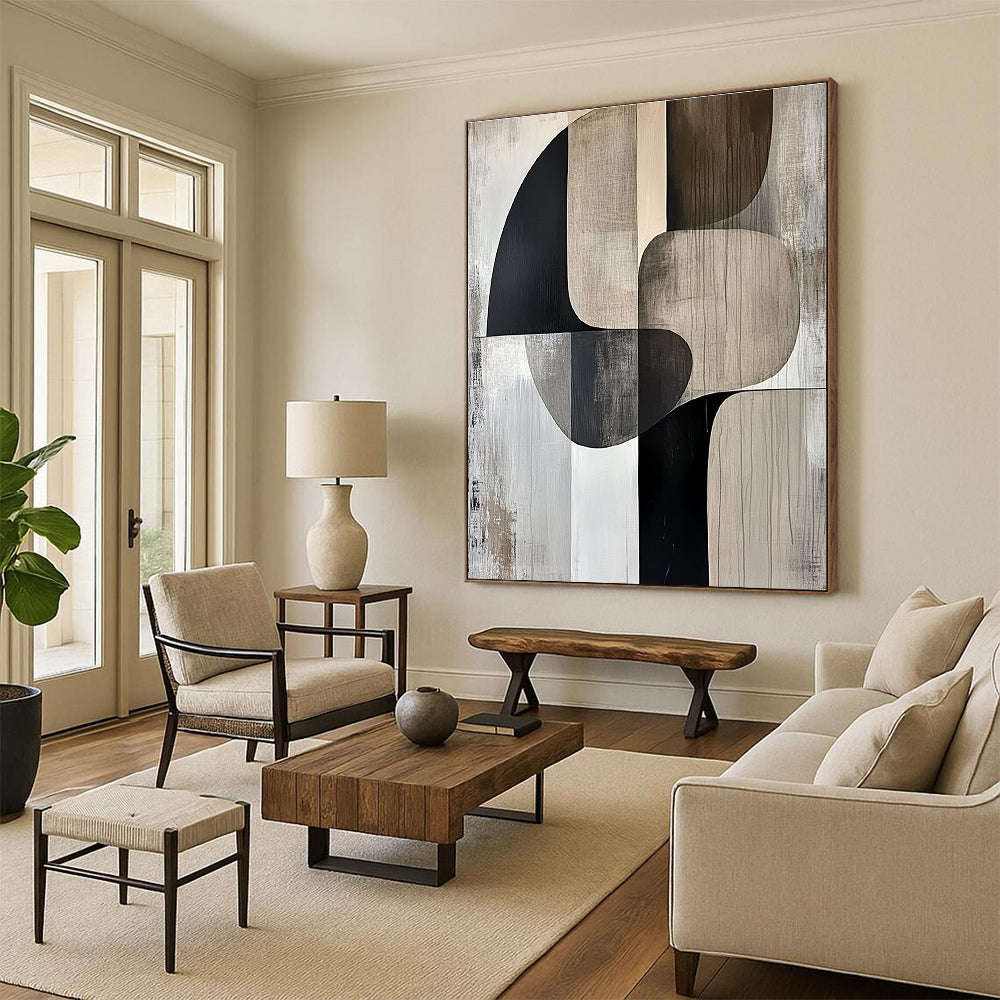 Monochrome Shapes Abstract Painting with Timeless Simplicity WINK694