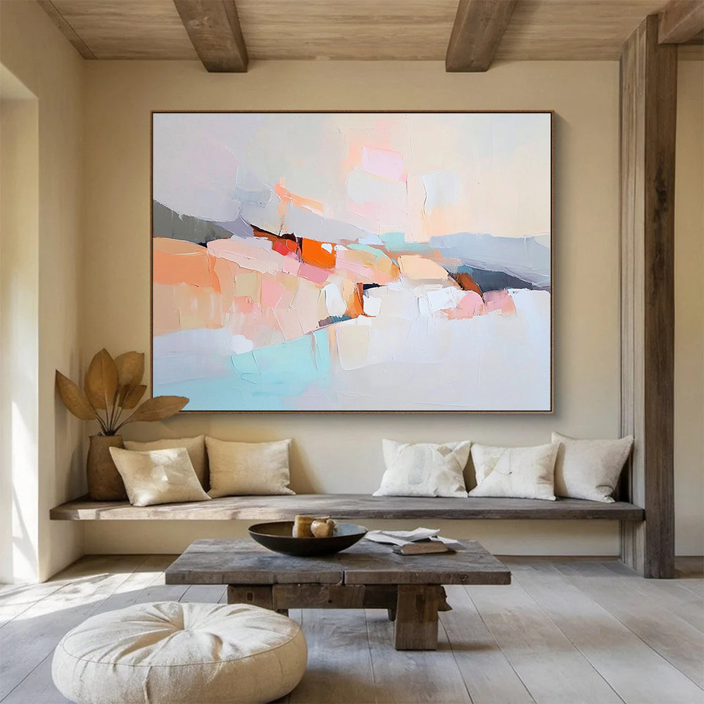 Soft Color Block Abstract Painting with Gentle, Harmonious Tones ABS511