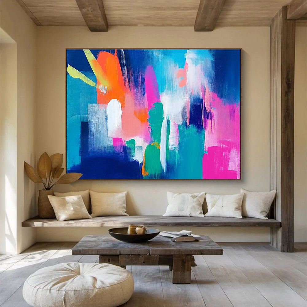 Bright Abstract Shapes: Playful Color Interaction Abstract Painting ABS153