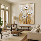 3D Cream - Colored Flowers Tactile Abstract Painting for Cozy Interiors GAB1527
