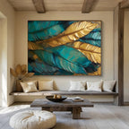Feather Abstract Painting for Sophisticated Bedroom Retreats YHT298