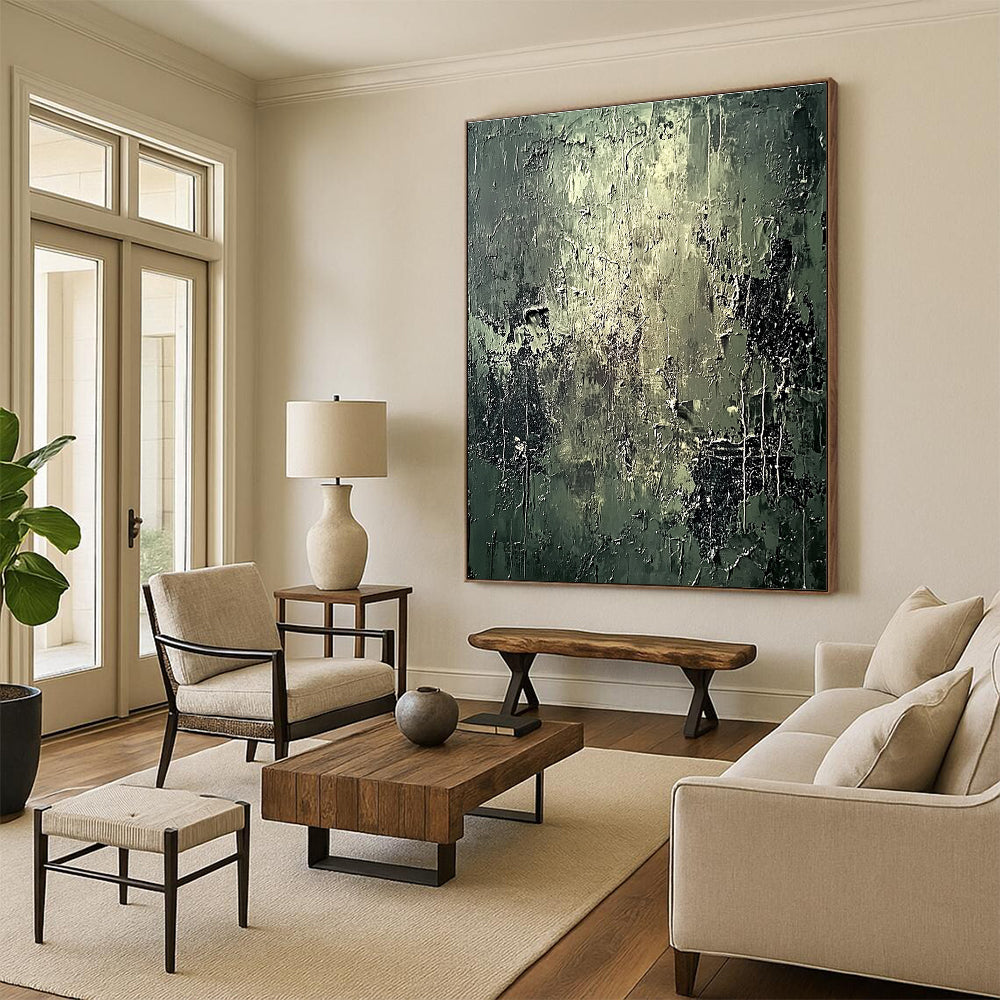 Dark Textured Abstract Painting with Mysterious Depth WINK585