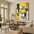 Yellow Gray Abstract Blocks Painting with Playful Composition WINK646