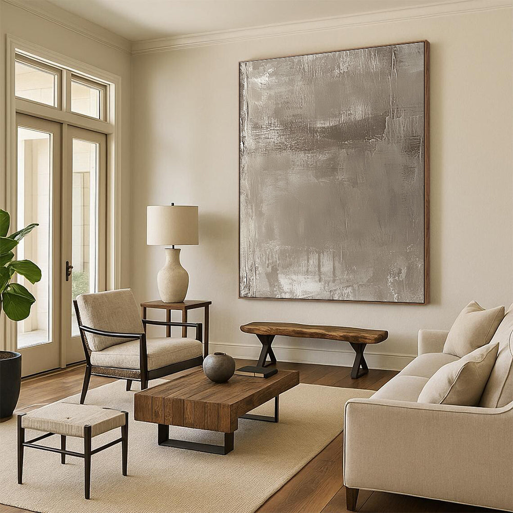 Beige Textured Layers Abstract Painting with Understated Sophistication WINK103