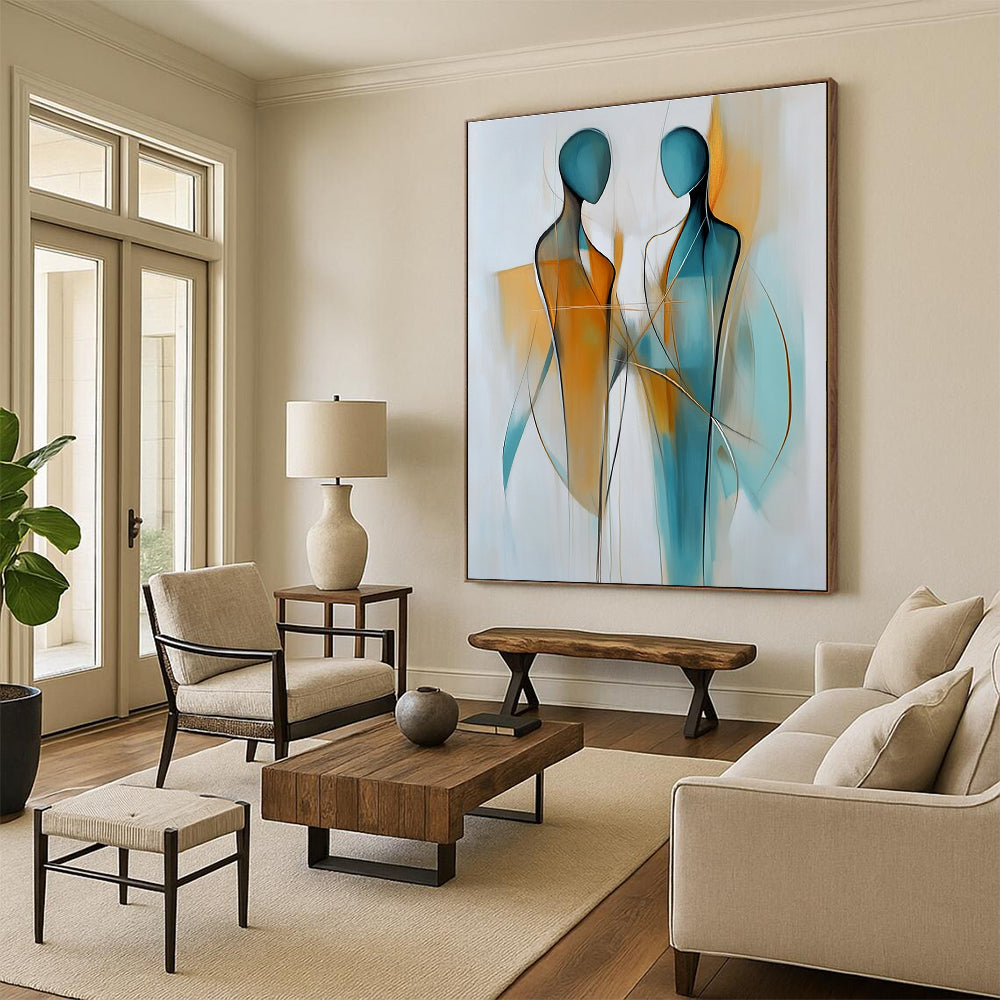 Connected Figure Abstract Painting for Community Center Gathering Spaces GAB1178