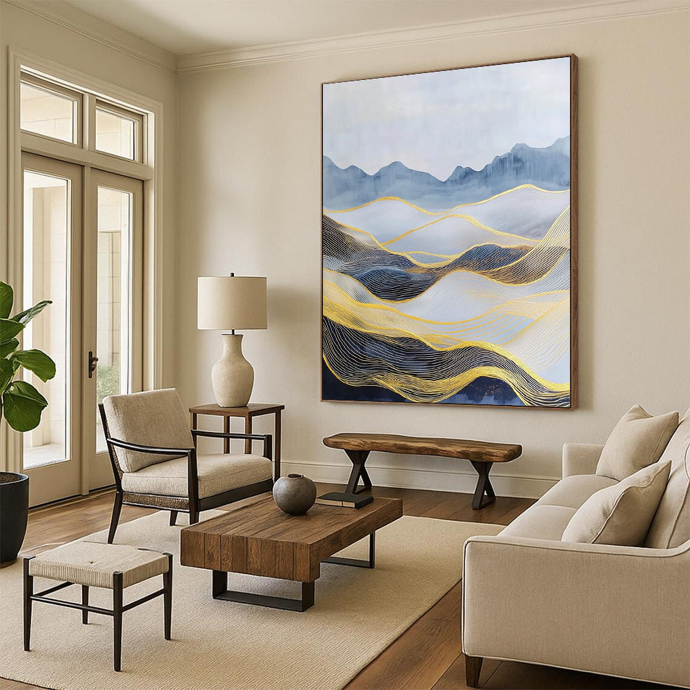 Golden Wave Mountainscape - Opulent Landscape Abstract Art GAB0414