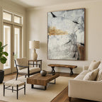 Gray and Beige Abstract Textures Painting for Industrial - Chic Spaces HENG338