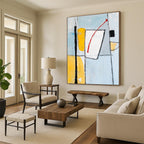Geometric Contrast Abstract Painting for Creative Workspaces GAB1088