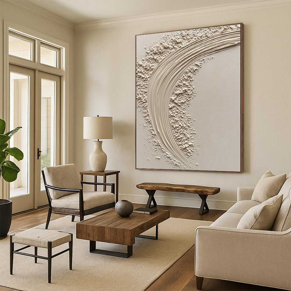 Textured Cream Abstract Painting with Gentle Simplicity WINK307