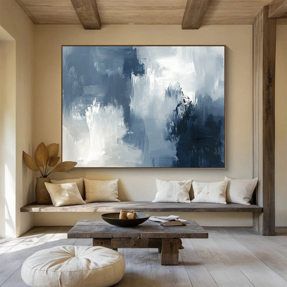 Moody Gray - Blue Abstract Painting ABS209