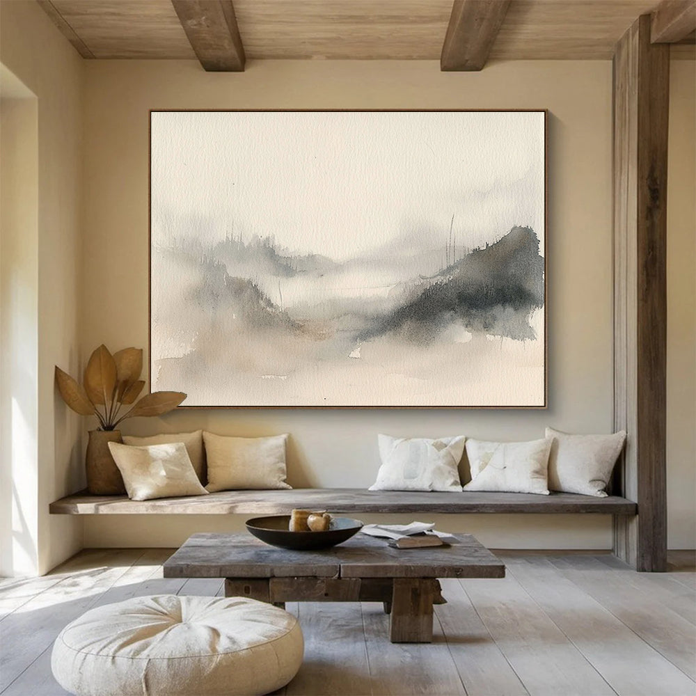 Ink - Washed Mountain Mist Abstract Painting ABS140