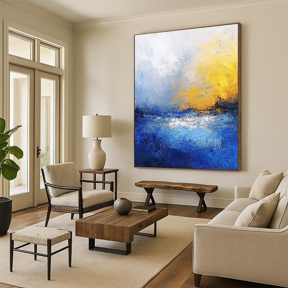 Blue - Yellow Abstract Landscape - Emotive Color - Block Abstract Painting GAB0430