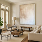 Beige and White Gradient Abstract Painting with Subtle Serenity WINK022