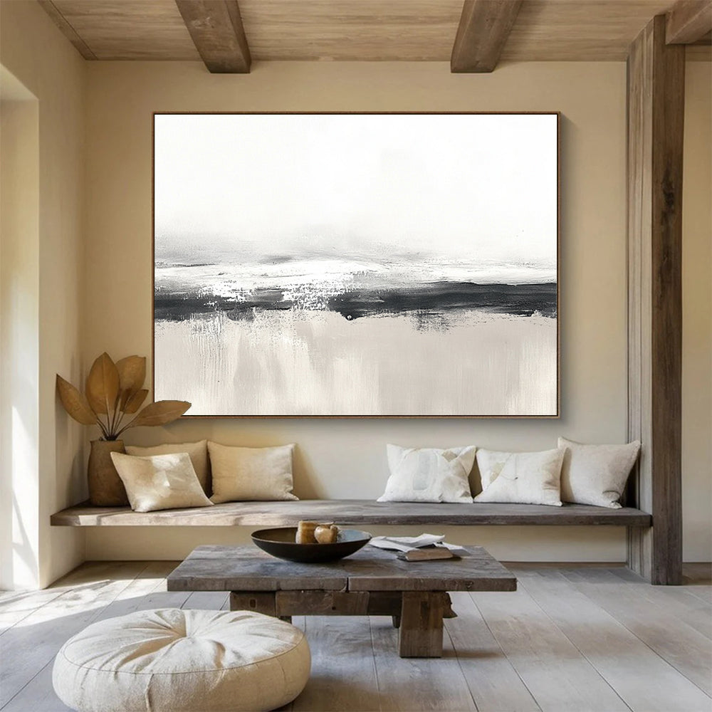 Monochrome Landscape Abstract Painting with Subtle Textures ABS255