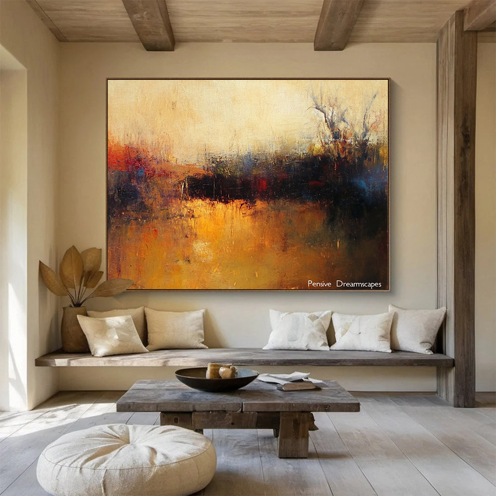 Misty Landscape Abstract Painting with Soft, Dreamy Atmospheric Layers ABS502