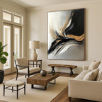Gold and Black Abstract Painting with Luxurious Flow WINK343