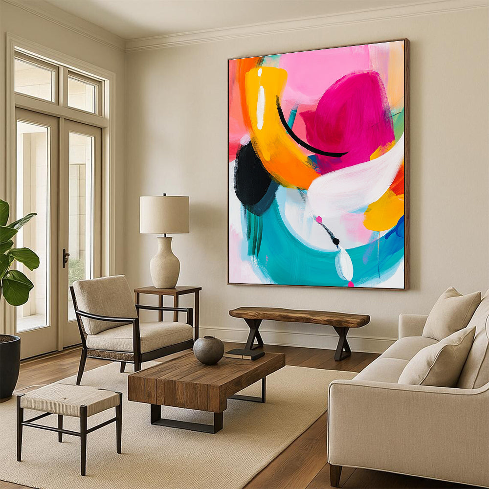 Colorful Curved Abstract Painting for Lively - Themed Playrooms GAB0961