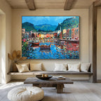 Harbor Town Abstract Painting for Nautical - Themed Bars YHT459
