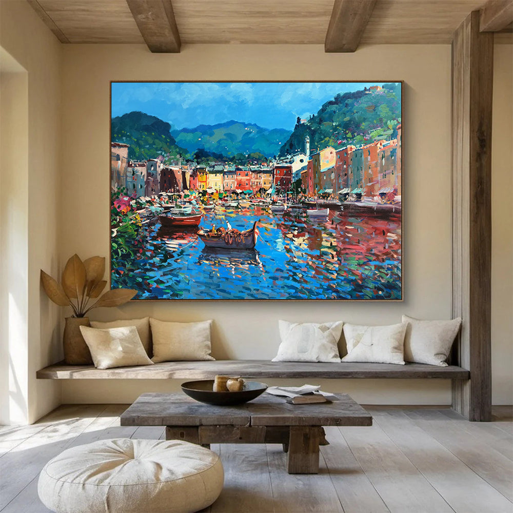 Harbor Town Abstract Painting for Nautical - Themed Bars YHT459
