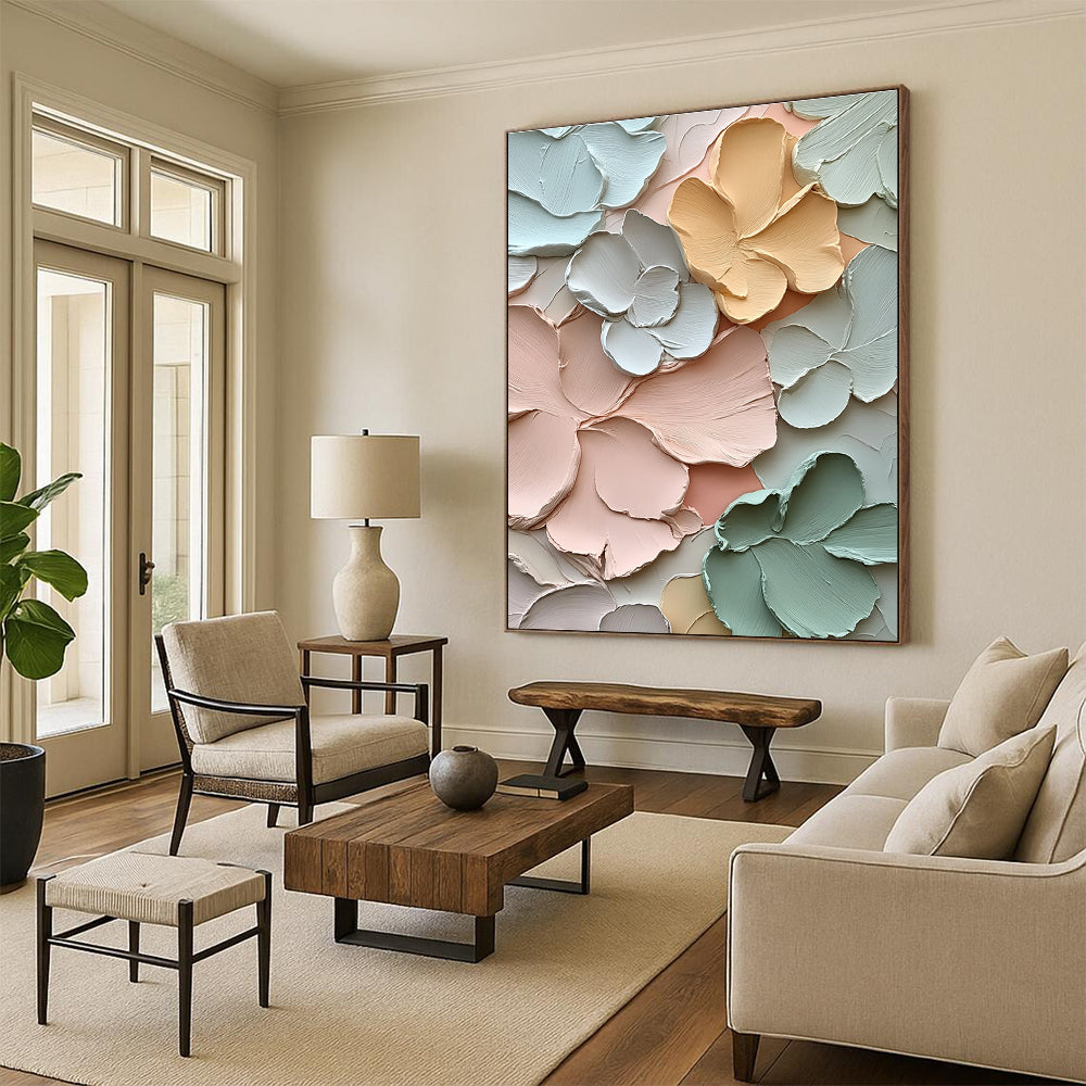 Pastel Flowers Abstract Painting with Smooth Textures GAB0006