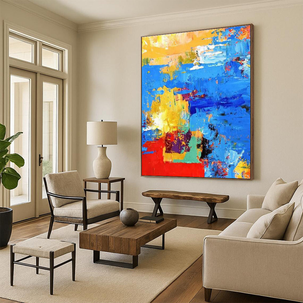Bold Color Block Abstract Painting for Creative Workspaces HENG421