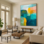 Vibrant Color Blocks Abstract Painting with Playful Energy WINK174